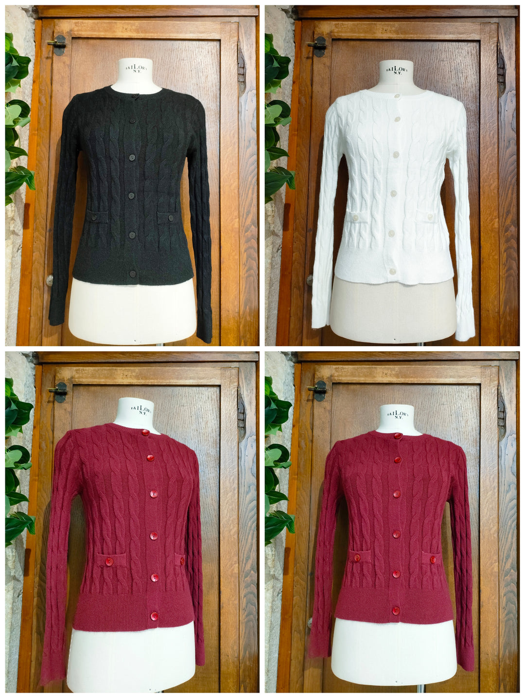 Cardigan trecce girocollo