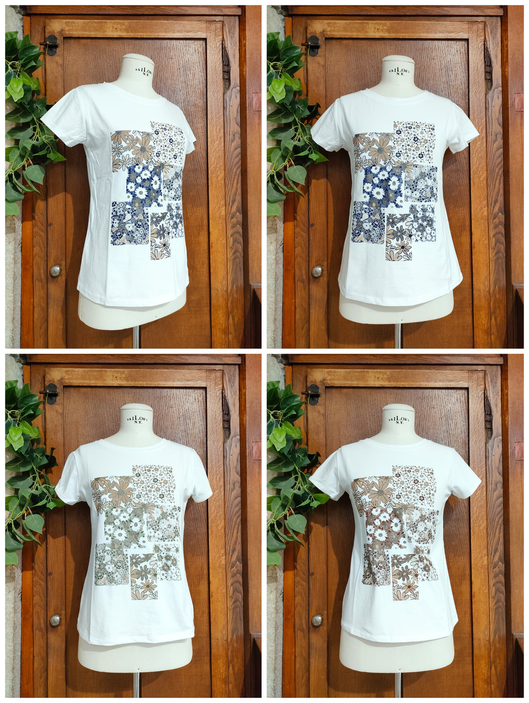 T-shirt stampa patchwork