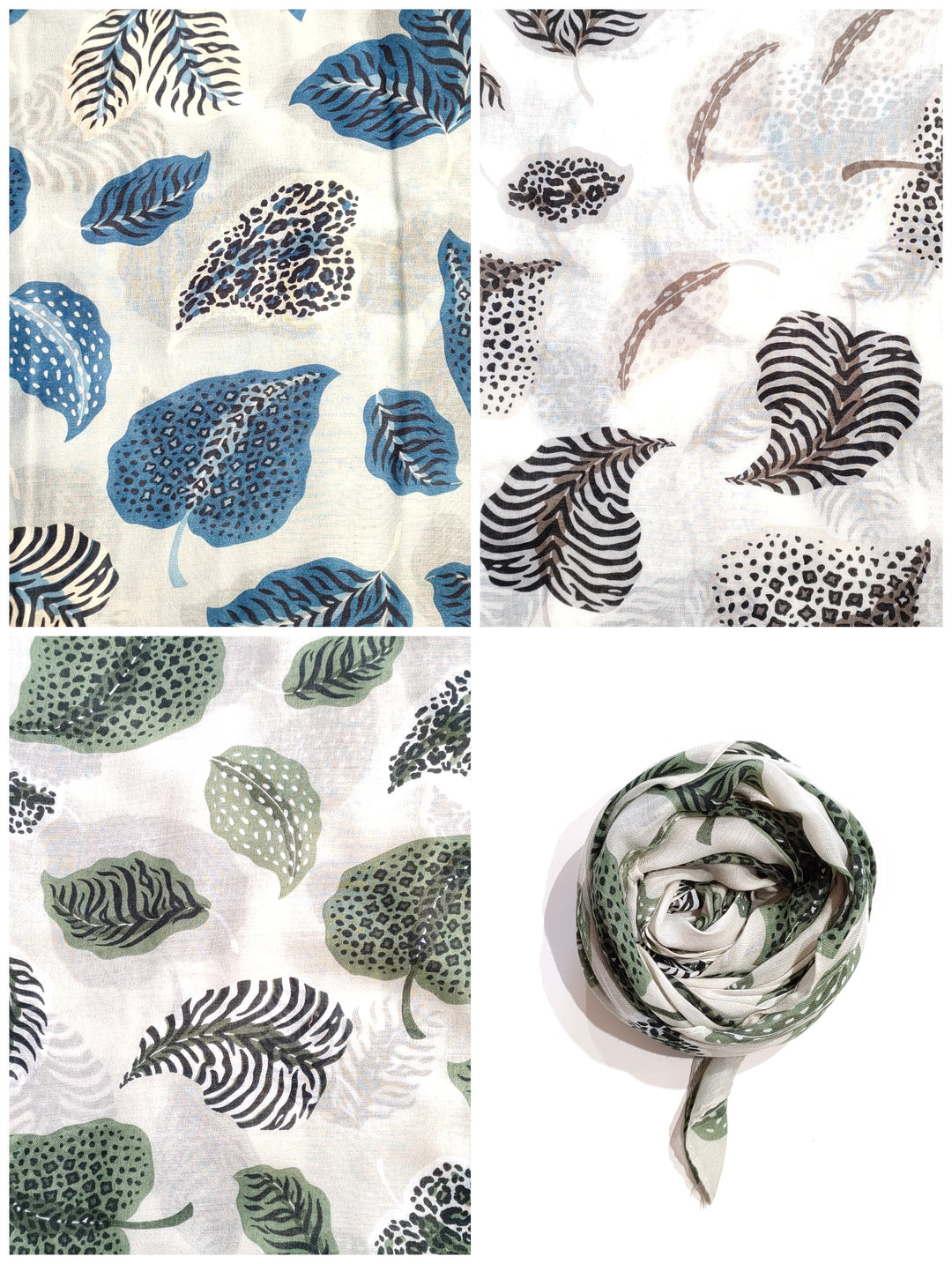 Sciarpina foglie animalier