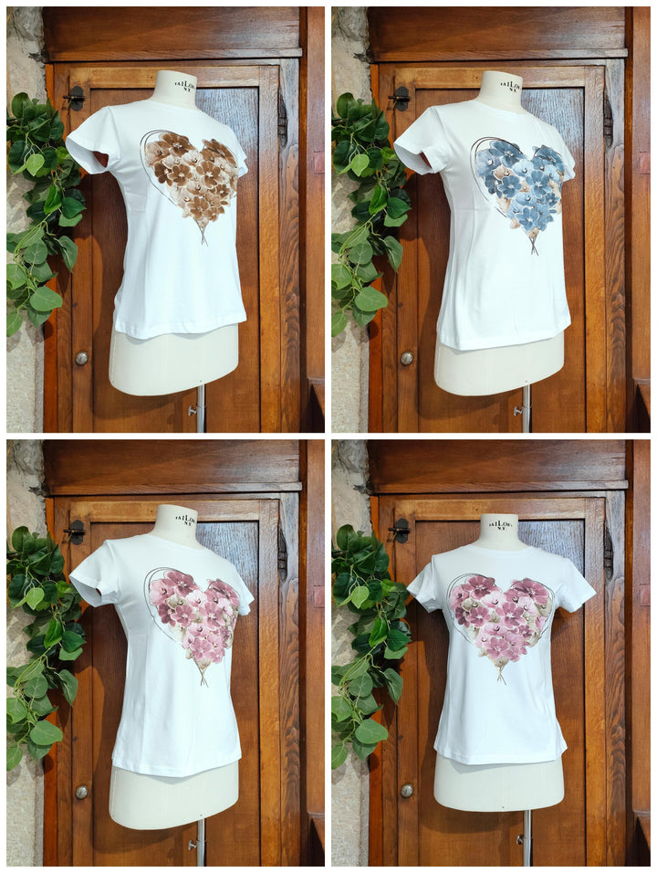 T-shirt cuore fiori