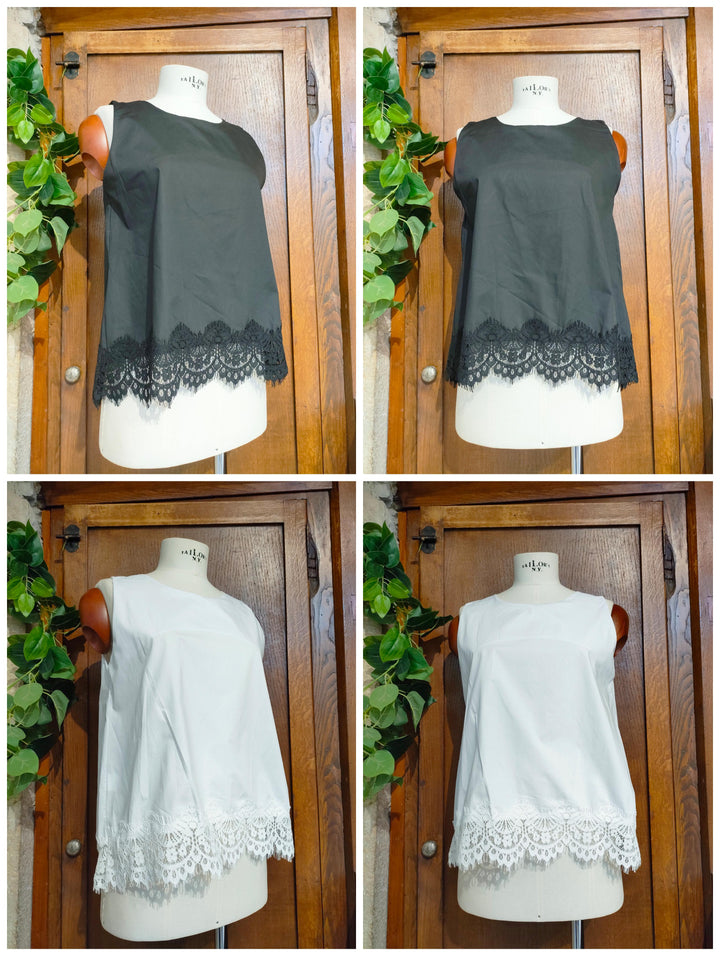 Blusa smanicata merletto