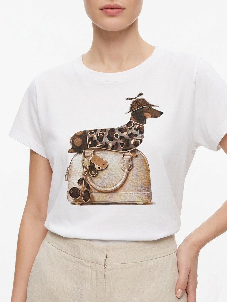 T-shirt bassotto borsa