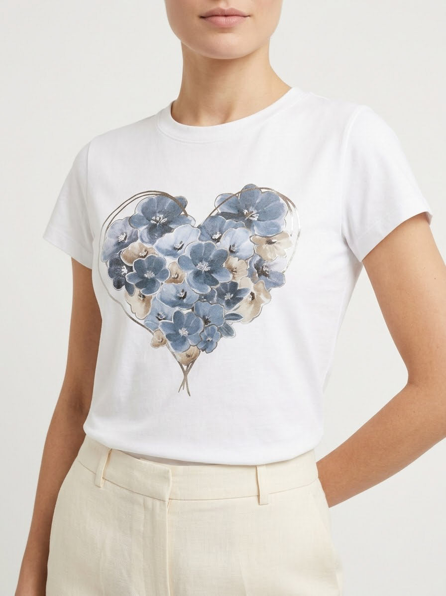 T-shirt cuore fiori