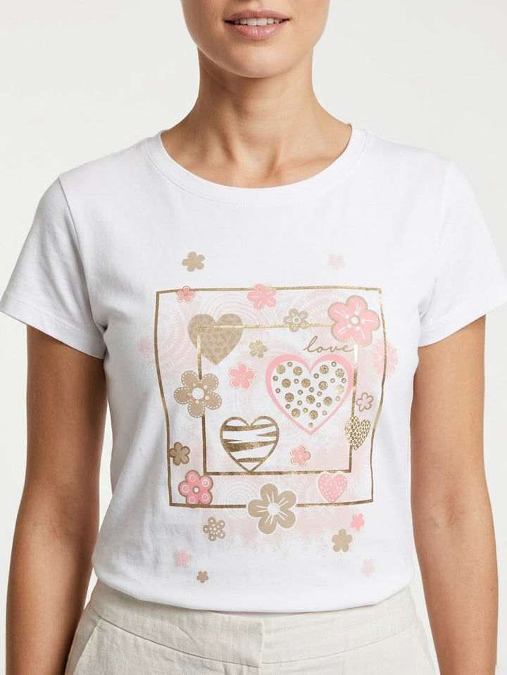 T-shirt fiori cuori