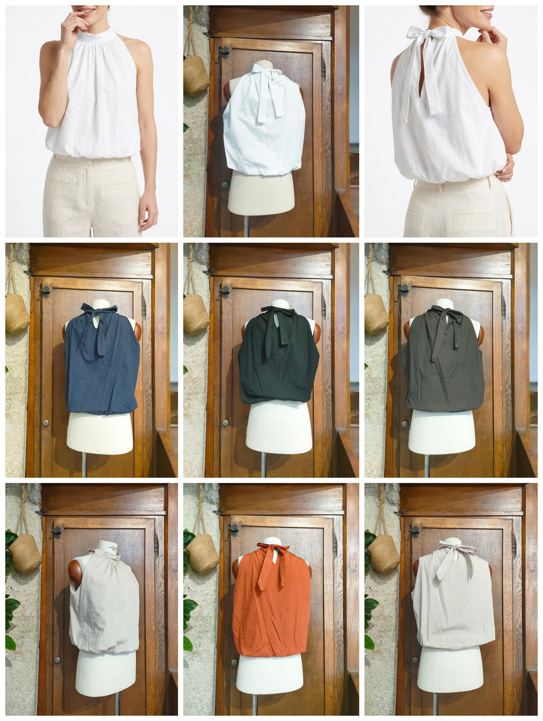 Blusa smanicata nodo dietro